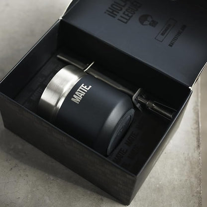 Matte 6.5 oz Yerba Mate Gourd and Bombilla Set - Includes DS Pro Box - BPA Free Yerba Mate Set Kit with Mate Straw, Elegant Design, Non-Slip Base (Black)