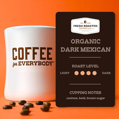 Fresh Roasted Coffee, Organic Dark Mexican | Mold & Myco 3rd Party Tested, USDA Organic, Kosher | Dark Roast 5 lb (80 oz) Whole Bean