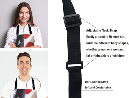 USA Flag Kitchen Cooking BBQ Chef Apron,Amercan Flag Apron for Men, Women - Dad Presents, Presents for Men - Birthday, Mothers Day Presents for Mom, Wife, Husband, Brother, Friends