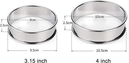 HLMOptimo English Muffin Rings, Stainless Steel Crumpet Rings, 12 Pcs Nonstick Metal Round Ring Molds with Silicone Oil Brush (4 inch 12 pcs)