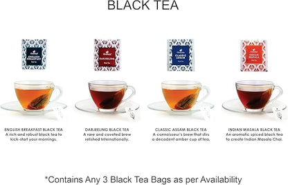 Octavius Tea Variety Pack | 3 Assorted Black Teas – Indian Masala, Darjeeling & English Breakfast | Strong CTC Tea for Milk | 25 Tea Bags Each | Pack of 6 | Rich & Malty Flavor