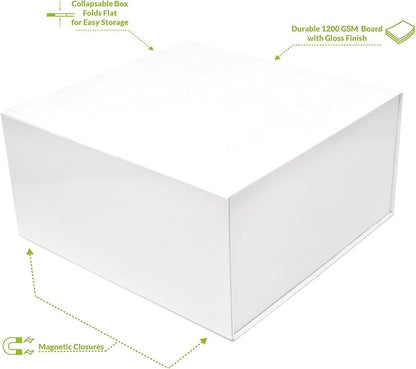 Prime Line Packaging Christmas Gift Boxes with Lids for Presents, Holiday Gift Boxes, Large White Gift Box for Small Business, Weddings, Birthdays, Storage, Bulk, 12x12x6, 15 Pack