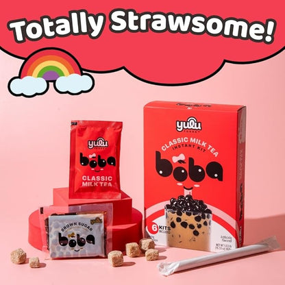 YULU FOODS Instant Bubble Pearls for Classic Milk Tea with Brown Sugar Flavor – 6 Servings