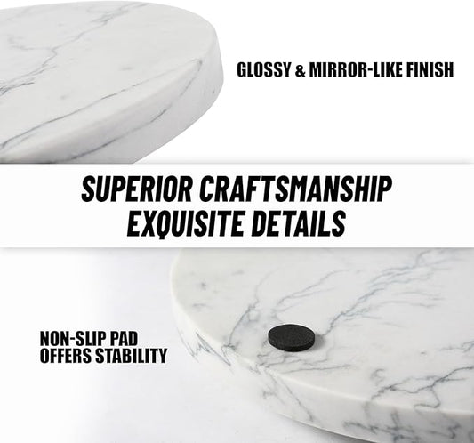 Koville Brazilian Natural Marble Cutting Board for Kitchen, 11inch Round Hand Crafted Marble Slab for Cheese, Charcuterie, Pastry Board - Wedding Gift, House Warming Gift(Maldivi)