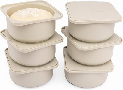 Babadoh Pizza Dough Proofing Silicone Containers with Lids | Pizza Making Accessories | Set of 6 | Dough Color | Original Size (make 12" Pizzas)