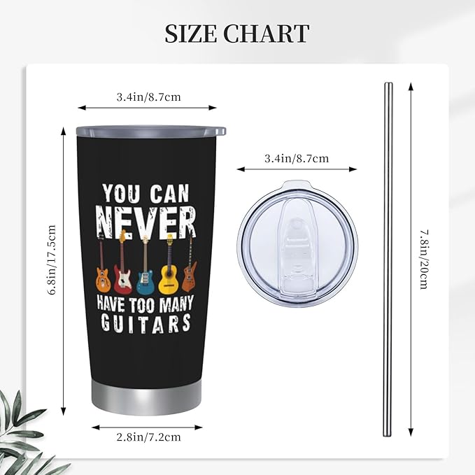 Guitar Gifts for Men Travel Coffee Mug Cups, Gift for Musicians, Gifts for Guitar Players Lovers, Guitarists 20 Oz Stainless Steel Tumbler