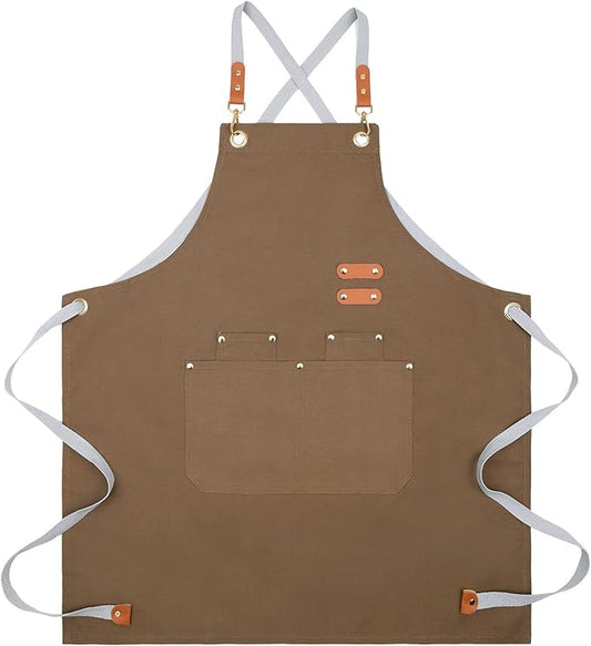 Lisianthus 2 Pack Adjustable Bib Aprons for Women with Pockets, Men's Kitchen Cooking Apron
