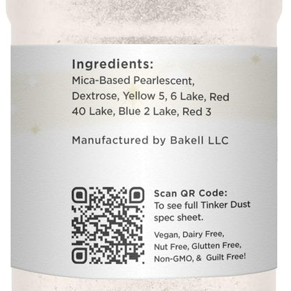 BAKELL Ivory Edible Glitter, 45 Grams | TINKER DUST Edible Glitter | KOSHER Certified | 100% Edible Glitter | Cakes, Cupcakes, Cake Pops, Drinks, Dessert Vegan Glitter & Dusts (45g Shaker, Ivory)