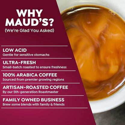 Maud's Decaf Raspberry Chocolate Flavored Coffee Pods, 18 ct, Decaffeinated Medium Roast Flavored Coffee in Recyclable Single Serve Pods – 100% Arabica Beans, Compatible with Keurig K Cups Maker