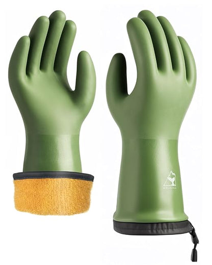 Waterproof Winter Gloves with Grip, Balaena Freezer Gloves for Light Duty Work & Outdoor Adventure, Hiking, Farming, Washing, Ice Fishing, Green, Large
