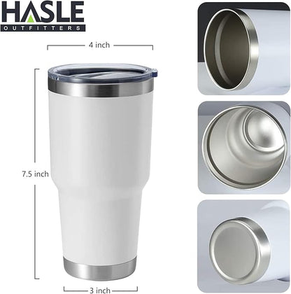 HASLE OUTFITTERS 30oz Stainless Steel Tumbler, Double Wall Vacuum Insulated Travel Mug Tumbler, Durable Insulated Coffee Mug, Gift Box Set (White, 4)