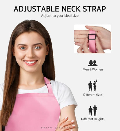 Syntus 12 Pack Bib Apron, Unisex Aprons Adjustable Waterdrop Resistant with 2 Pockets Cooking Kitchen Apron for Chef, BBQ Drawing Apron Bulk, Multi-Color