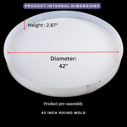 Resin Mold Large Round Deep -Kalinta 42inch Reusable Epoxy Round Molds for Resin Clock, Serving Tray Board, End Table，Floral Preservation Bouquet