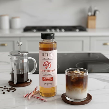 Peppermint Agave Simple Syrup for Coffee, Cocktails, Matcha - Sweetened with Agave Nectar - Infused with Real Peppermint Leaf - 13.5 oz