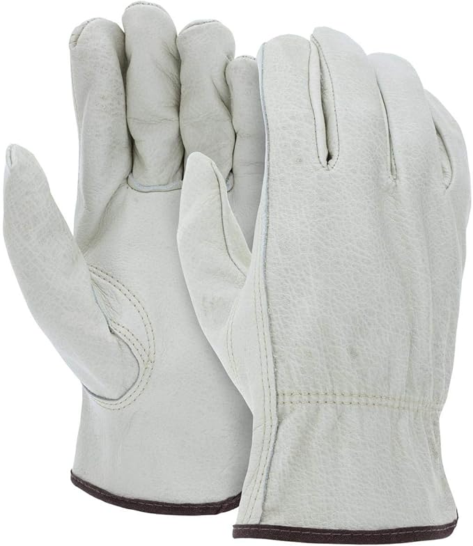 ATERET 12 Pairs XX-Large Heavy Duty Durable Cowhide Leather Work Gloves I Driver Gloves for Truck Driving, Warehouse, Gardening, Farming