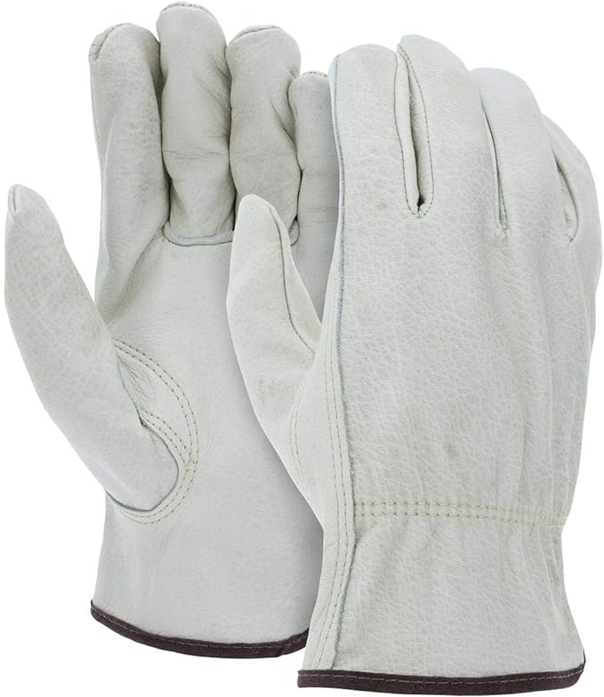 ATERET 24 Pairs X-Large Heavy Duty Durable Cowhide Leather Work Gloves I Driver Gloves for Truck Driving, Warehouse, Gardening, Farming