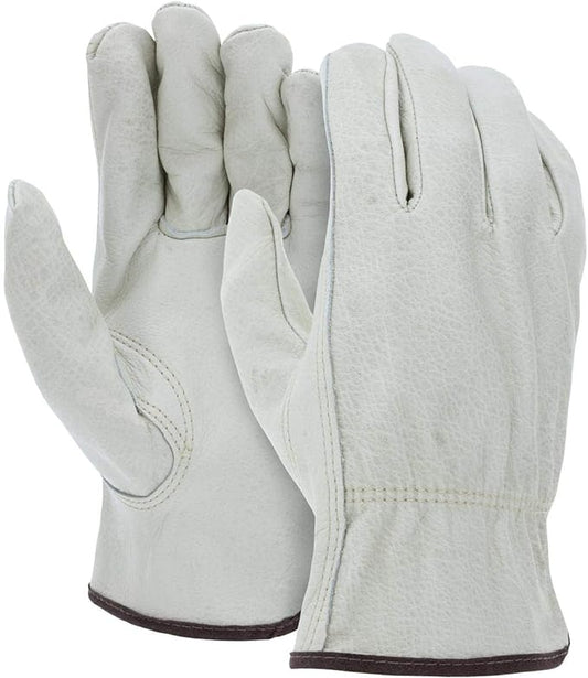 ATERET 24 Pairs Medium Heavy Duty Durable Cowhide Leather Work Gloves I Driver Gloves for Truck Driving, Warehouse, Gardening, Farming