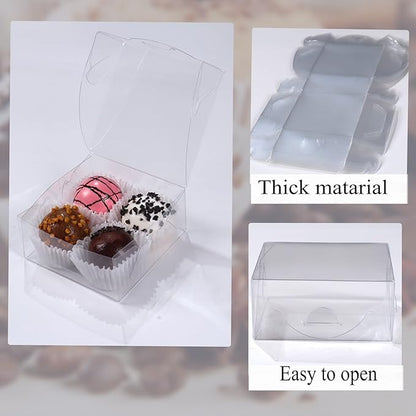 3.25"X3.25"X1.5" 50PCS Clear Cookie Boxes Packaging, Perfect for Displaying Small Items-Jewelry, Crafts, Treats,Oreos,Soap,Macaron,Chocolate Truffle, Donut, Mini Bakery, Brownie More Wedding Favors
