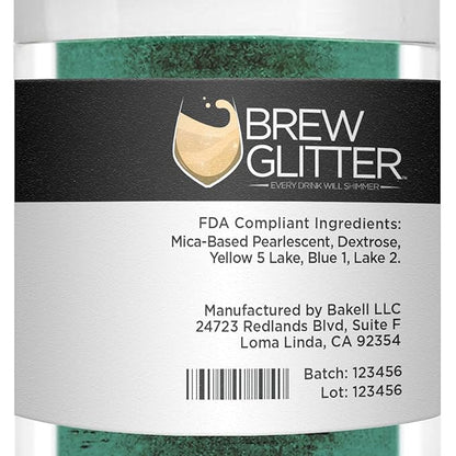 Dark Green BREW GLITTER Edible Glitter For Drinks, Cocktails, Beer, Garnish Glitter & Beverages | KOSHER & HALAL Certified | 100% Edible & Food Grade | Vegan, Gluten, Nut Free (25g, Dark Green)