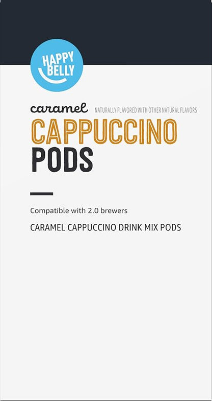 Amazon Brand - Happy Belly Cappuccino Coffee Pods Compatible with K-Cup Brewers, Caramel Flavored, 24 Count (Pack of 2)