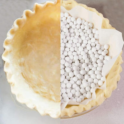 PLANTIONAL Ceramic Pie Weights, 1.32Lb Reusable 10mm Baking Beads with Wheat Straw Container, Natural Ceramic Stoneware Baking Beans for Pie Crust Pastry (Beige)