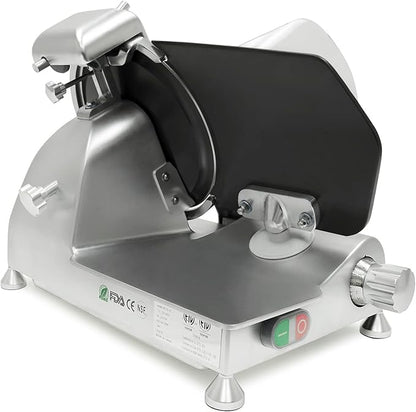 KWS MS-10ET All Metal 320W Electric Meat Slicer 10-Inch with Non-sticky Teflon Blade & Extended Back Space, Frozen Meat/Cheese/Food Slicer Low Noise Commercial and Home Use [ ETL, NSF Certified ]