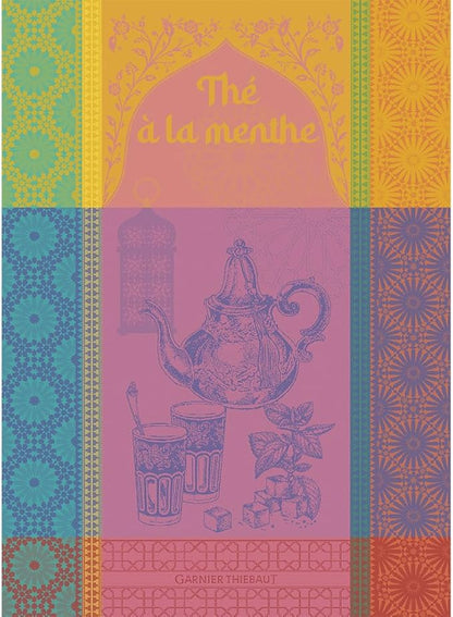 Garnier Thiebaut The Menthe Rose (Pink Mint Tea) French Kitchen Towel 22"x30", Cotton, Jacquard