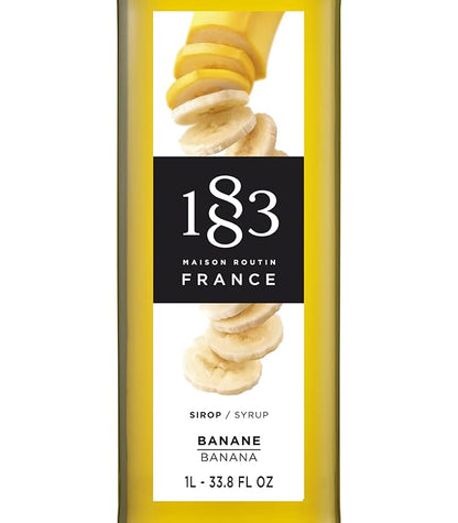 1883 Banana Syrup for Drinks, Made in France, 1 Liter Glass Bottle