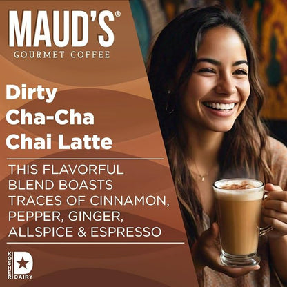 Maud's Espresso Chai Tea Latte Pods, 36 ct, Recyclable Single Serve Chai Tea Pods - 100% Gourmet Blended Tea Leaves, Compatible with Keurig K Cups Maker