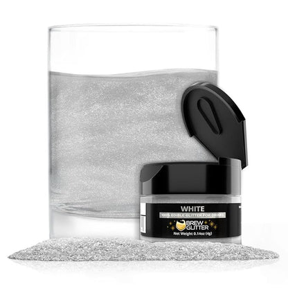 Brew Glitter White Edible Drink Glitter 1x 4g Jar for Cocktails, Beer, & Beverages