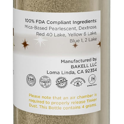Bakell - Brown Tinker Dust (4g, 1x Mini Spray Pump) Edible Glitter for Food, Desserts, and Beverages!