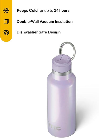 RTIC 16oz Journey Bottle Metal Stainless Steel Vacuum Insulated, BPA Free, Reusable, for Water, Hot and Cold Drinks, Travel, Sports, Camping, Lavender Glitter
