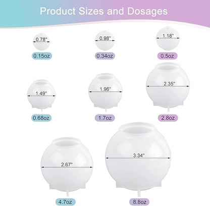 KISREL Sphere Resin Molds, 8 PCS Sphere Silicone Mold, Upgraded 3D Seamless Epoxy Molds，Large Ball Shape Flower Resin Mold for Home Decor, Flowers Preservation