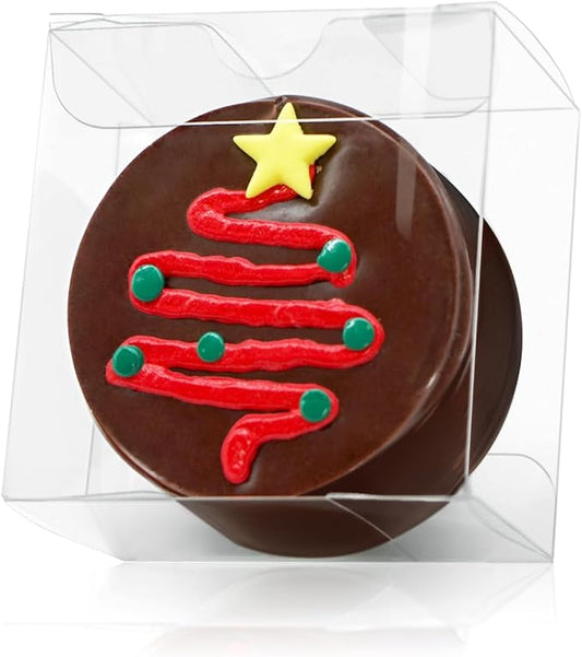 100pcs Clear Macaron Boxes Chocolate Covered Ore Cookie Boxes 2.17" x 2.17" x 1.38" Clear Favor Box Treat Pastry Box for Christmas Birthday Wedding