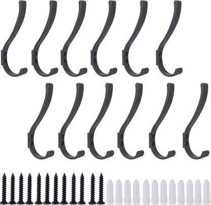 12 Pack Hanging Coat Hooks Wall Mount, Coat Hanger Wall Hangers, Metal Hooks for Hanging Heavy Duty, Screw in Hooks for Hanging Towels, Clothes, Backpack, Hat, Bag, Jacket, Key, Robe, Backpack Grey