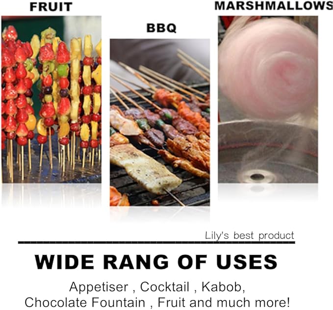 12" Natural Bamboo Skewers for BBQ，Appetiser，Fruit，Cocktail，Kabob，Chocolate Fountain，Grilling，Barbecue，Kitchen，Crafting and Party. Φ=4mm, More Size Choices 6"/8"/10"/14"/16"/17.5"/30"/36"(1000 PCS)