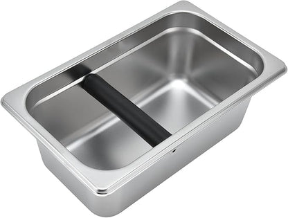 Yosoo Coffee Knock Box, Large Coffee Knock Box Stainless Steel Coffee Grounds Container Bucket Waste Bin(01)