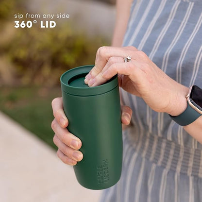 Simple Modern Travel Coffee Mug Tumbler with 360° Lid | Ceramic-Lined Insulated Stainless Steel Cold Brew Iced Coffee Cup Thermos | Gifts for Women Men Her Him | Voyager Signature | 12oz | Slumberland