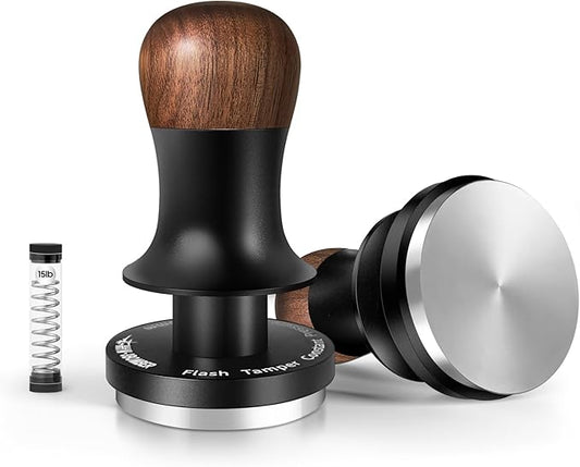 Espresso Tamper 58.35mm-3 Spring Loaded Coffee Tamper-15lb / 30lbs Replacement Springs Calibrated Tamper with Sound Feedback-MHW-3BOMBER Flat Base Tamper-Fits for 58mm Portafilter Basket T6184T-OS