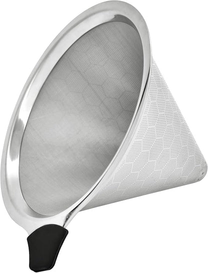 Pour Over Coffee Filters Compatible with Hario V60 02 03 & Chemex - Reusable Stainless Steel Permanent Filter Cone Dripper Coffee Maker and Bar Accessories