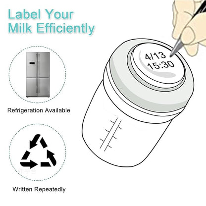 COMI Wide Neck Glass Breastmilk Collection n Storage Bottle, 4 Packs, 8oz with Screw Ring Sealing Disk; Re-markable Sealing Disc. BPA Free, Fits Breast Pumps & Nipples (2 Gray Lids + 2 Pink Lids)