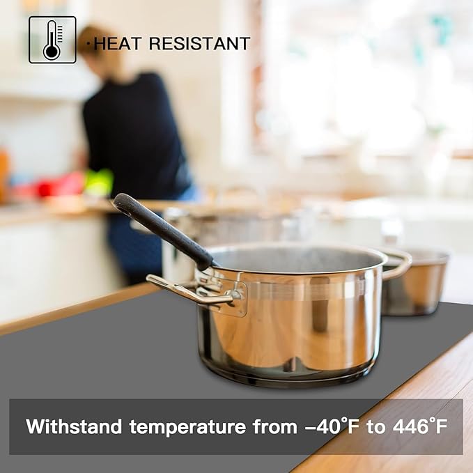 Largest Silicone Mats for Kitchen Counter, 120" x 24" Extra Large Heat Resistant Counter Mat, Kitchen Island Waterproof Thicken Non-slip Countertop Protector Mat, Multipurpose Mats, Black