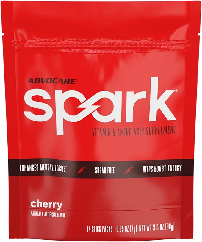AdvoCare Spark - Energy Drink Mix - Vitamin & Amino Acid Supplement - Supports Energy & Focus* - Portable Immune Support* - Sugar-Free - Cherry, 14 Stick Packs (3.5 oz)