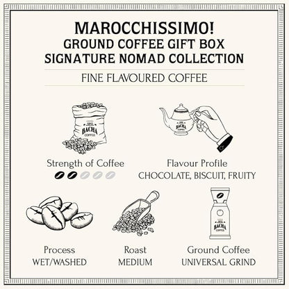 Bacha Coffee | Marocchissimo! Fine Flavoured Signature Nomad Collection, 100% Arabica Specialty Coffee, Ground Beans, Medium Roast, 250g