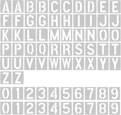 2 Pack - 3 Inch Letter Stencils Set, 72 Reusable Stencils for Painting On Wood, Metal, Walls, Fabric, Rocks with Interlocking, Perfect for Banners, Sign Making & DIY Art (3 inch)