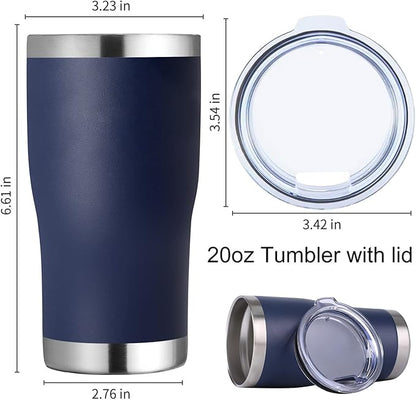 DOMICARE 20oz Tumbler with Lid Stainless Steel Tumblers Bulk, Double Wall Vacuum Insulated Coffee Travel Mug Powder Coated Tumbler, Navy
