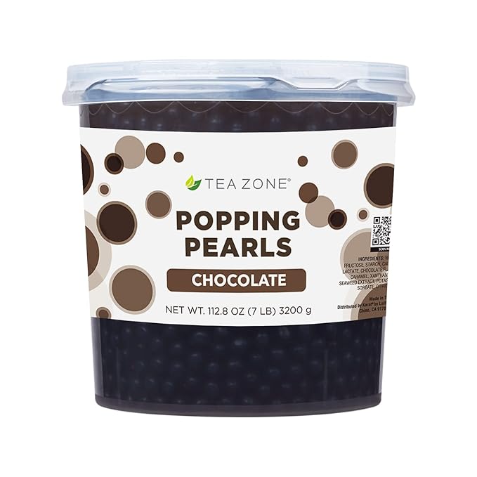 Tea Zone [7 Pounds] Chocolate Popping Pearls for Boba Tea Beverages, Sweets, Ice Cream Topping | B2071