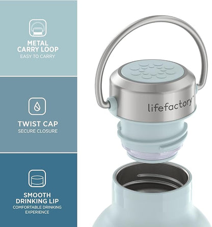 Lifefactory 24-Ounce Stainless Steel Vacuum-Insulated Sport Bottle, Mint