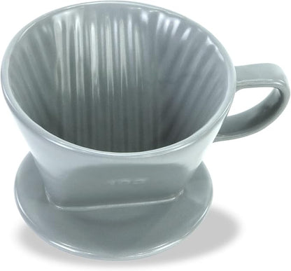 Pour Over Ceramic - Coffee Dripper Ceramic Coffee Maker with 3 Holes Flat Bottom, Porcelain Slow Filter Cone for Travel, Camping, Office, Home, Coffee Maker Brew…