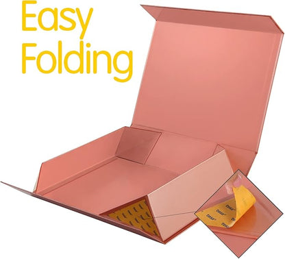 Rose Gold Gift Boxes 11x7.8x2.3 Inches, Magnetic Closure Shirt Boxes with Lids (5 Pack)